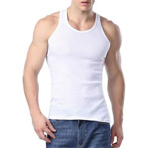 Men's Undershirts (Pack of 6) - Soft Cotton Blend, Tag Less A-Shirt Crew Neck - Comfortable Fit