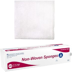 Dynarex Non-Woven Sponges, Non-Sterile Gauze, 2x2 and 4 Ply, Perfect for Facial Needs, Skin Treatment, & Wound Care, Made from Highly Absorbent Materials, 1 Sleeve of 200