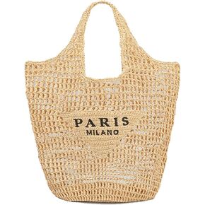bufftieo Straw Woven Tote Bag for women,Mesh Hollow Woven Tote Bag, Beach,Hobo Women Bag,Large Shoulder Travel Tote Bag…