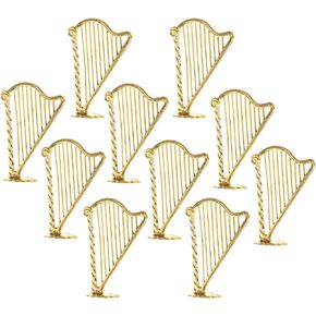 jojofuny 10pcs Miniature Harp, Xmas Tree Musical Instrument, Miniature Musical Instrument Model, Mini Harp Model Pendant for Christmas Music Party Home Decor