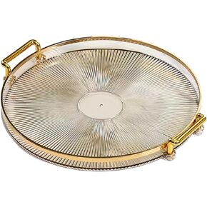 Luxury Serving Tray, with Handles Cosmetic Perfume Makeup Display Multifunction Decorative Decorative Tray, Jewelry Tray for Living Room, Clear