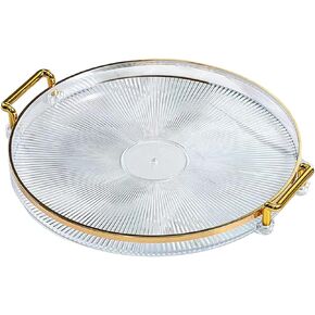 Luxury Serving Tray, with Handles Cosmetic Perfume Makeup Display Multifunction Decorative Decorative Tray, Jewelry Tray for Living Room, Clear