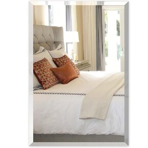 مرايا وأكثر 24 × 36 مرايا حمام للزينة - مرايا مثبتة على الحائط مشطوفة مستطيلة - وضع رأسي أو أفقي - 3 حلقات على شكل حرف D على الظهر in Kuwait