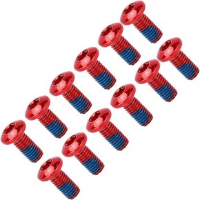 Bike Disc Brake Rotor Bolts, 12pcs Mountain Bike Disc Brake Rotor Bolts Screws Aluminium Alloy Disc Rotor Screws(red)