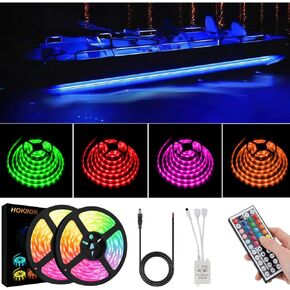 LED Boat Strip Lights, 50FT Multi-Color Marine Pontoon Led Lights, Waterproof Boat Interior Light, Under Gunnel Lights, Boat Deck Light, Night Fishing Lights for Pontoon Fishing Bass Yacht