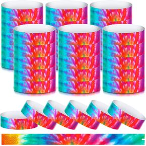 500 Pieces Wristbands for Events VIP Paper Bands Disposable Party Wrist Wraps Lightweight Tie Dye Event Bracelets for Independence Day Events Party Concerts Festivals