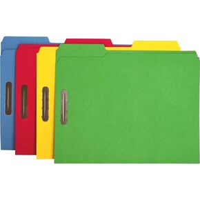 Sparco SP17571 Fastener Folders, Ltr, 1/3-Inch Cut, 50/BX, Assorted