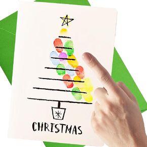 BODHIS 5 بطاقات عيد الميلاد للأطفال والكبار - مجموعة طلاء الأصابع DIY، نشاط وقت الجودة مع الأطفال، 5 تشكيلة تصميم مع وسادة الحبر، ملصقات الختم، والأظرف in Kuwait