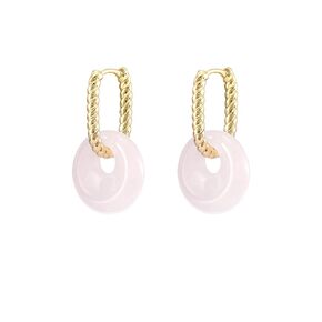 Vintage 14k Gold Plated Circle Crystal Natural Jade Gemstone Handmade Earrings for Women, Dangle Hypoallergenic Jewelry, Lovers Gift for Women Mom Wife