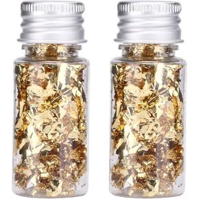 Gold Foil Flakes, 10g Gold Foil Flakes Imitation Gold Leaf for Cooking, Cakes, Makeup, Nail Art, Jewelry Making, Painting Arts Decoration, Art Crafts & DIY Projects