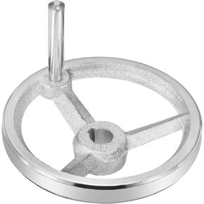 PATIKIL 120mm/4.72 Inch Diameter 14mm ID Rotary Handwheel, 1 Pack Cast Iron Chrome Plated with Handle for Many Types of Milling Machines and Lathes, Silver Tone