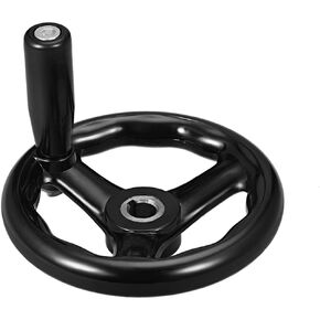 uxcell Hand Wheel 125mm x 12mm Hole Diameter for Milling Machine Black