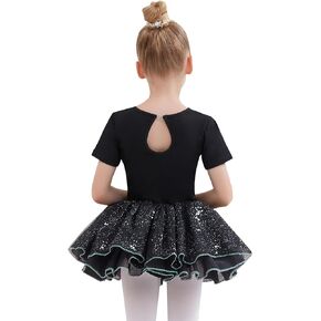 Danceair Girls' Ballet Dress Cotton Dance Leotard with Sequins Skirt Gymnastics Ballet Leotard Ballerina Outfit