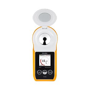 Digital Brix Refractometer - Pairs with Smartphone | Range 0-53%; Accuracy ±0.2%; ATC | Portable Handheld | Made in Korea | Measures Sugar Content in Honey, Wine, Beer, Liquids Easy to Read