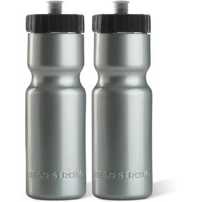 50 Strong Sports Water Bottle | Reusable Squeeze Water Bottles | 22 oz. BPA-Free Plastic Bottles with Pull Top Cap | Made in USA | Top Rack Dishwasher Safe | Fits Most Bike Cages