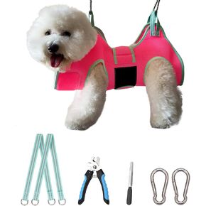 Kkiimatt Dog Grooming Hammock,2024 New Barbie Pink Small Dog Hammock for Nail Trim,Dog Hanging Harness for Claw Care,Dog Grooming Sling Holder with Thick Fabric Neck Support Velcro Strap Restraint