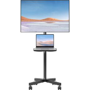 suptek Mobile TV Cart for 21-60 Inch LCD LED Flat/Curved Panel Screen TVs Max VESA 400x400 with Laptop Shelf Holds up to 77lbs, ML55B