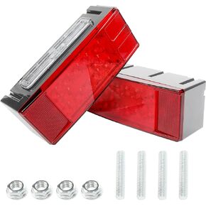 bylikeho 2PCS Trailer Lights,12V LED Trailer Light Kit, Submersible Low Profile Rectangular Trailer Tail Lights,Car Accessories Tail Stop Turn Running Lights, Trailer Brake Lights