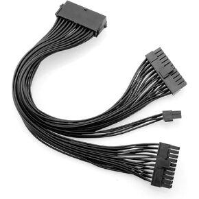 ZRM&E ATX Power Supply Motherboard 24 Pin Extension Cable 32cm 1 to 2 Port Power Supply Extension Cable PSU Male to Female Y Split Cable