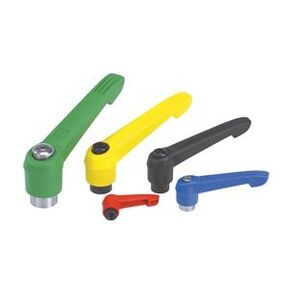 Kipp 06601-3082 Fiberglass Reinforced Plastic/Steel Adjustable Handle with M8 Internal Thread, Novo·Grip" Style, Stainless Steel Components, Inch, Size 3, Orange Color