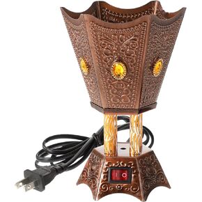 Milisten Electric Incense Burner Frankincense Resin Burner Bakhoor Insence Holder Middle Eastern Censer Metal Incense Diffuser for Ramadan Eid Mubarak Centerpiece Copper