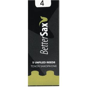 BetterSax Tenor Saxophone Jazz Cut Reeds - Strength 4.0 (5-pack), Perfect for Jazz Ensemble Performances and Advanced Players