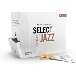 D’Addario Woodwinds - Organic Select Jazz Tenor Saxophone Reeds - Tenor Sax Reeds - Individually Sealed - Unfiled, Soft, Strength 2, 25-Pack