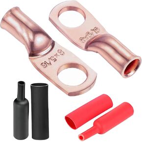15 Pack Battery Terminal Connectors, 8 Gauge Wire Connectors 3/8" Stud Battery Cable Ends UL Heavy Duty Wire Lugs, Bare Copper Eyelets with 16 Pcs 3:1 Heat Shrink Tubing (8 AWG 3/8 Inch) in Saudi Arabia