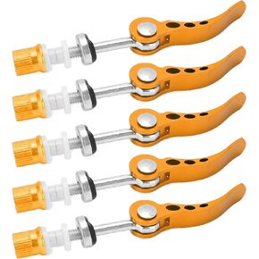 Bike Seat Post Clamp, 5Pcs Aluminum Alloy Quick Release Seatpost Clamps Bike Pipe Clamp Fixed Gear for MTB Road Bikes(Gold)