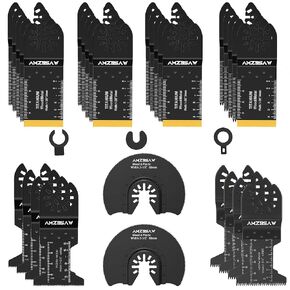 AMZBSAW 30 PCS Oscillating Tool Blades, 6 Types Oscillating Saw Blades for Metal Nails and Wood Plastic, Professional Multi Tool Blades Kits Fit Bosch Dewalt Worx Ryobi Milwaukee