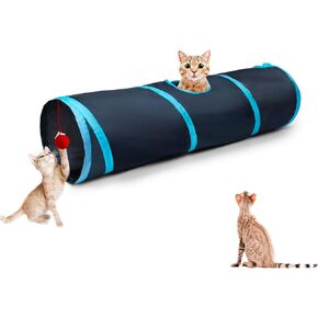 ألعاب أنبوب نفق القطط من Deofun، أنفاق للقطط الداخلية، لعبة تفاعلية قابلة للطي باللون الأزرق في اتجاهين مع كرات للأرانب والقطط والقوارض والجرو in Kuwait