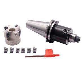 CAT40-FMB22-60 Shank Face End Mill Arbor and 2"/50mm Cutting Diameter 4-Flute 400R-50-22-4T CNC Face End Milling Shell Cutter with 10Pcs APMT1604 Carbide Inserts and T15 Wrench