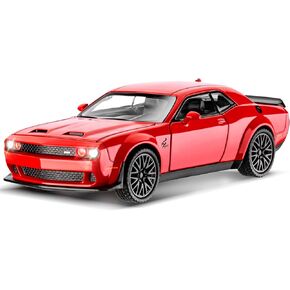 Hellcat Toy Model Car for Kids 1: 32 Scale Dodge Challenger Die cast Metel Toy Cars for Pull Back Model Car Hellcat with Sound and Light Hellcat Car Toy Birthday Gifts for 3+ Year Old Boys and Kids