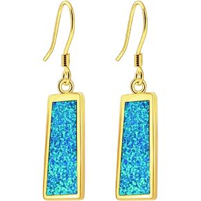 Womens Dangle Earrings - Earrings Dangle Gold Plated Drop Earrings S925 Dangling Earrings for Women Girls Stone Jewelry Opal Earrings Fashion