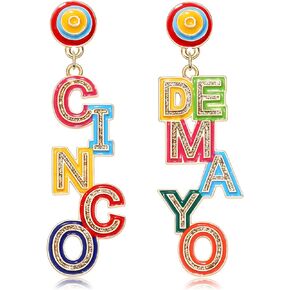 Mexican Fiesta Earrings Cinco De Mayo Earrings for Women Girls Beaded Piñata Sombrero Chili Avocado Dangle Earrings Mexican Independence Day Earrings Holiday Festive Party Jewelry Gifts