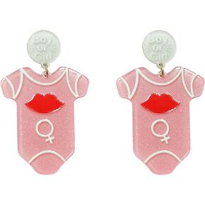 Gender Reveal Earrings Pink Blue Acrylic Dangling Earrings Boy Girl Sign for Gender Reveal Jewelry Bead earrings Mother's Day Earrings for Pregnancy Announcement Baby Shower Party