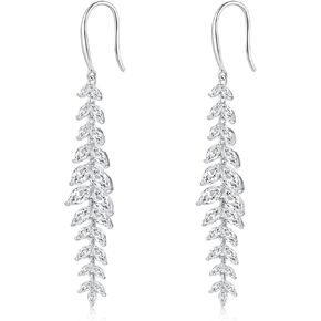 TEITZE 18K Gold Plated Silver Dangle Earrings, Elegant Wedding Earrings for Brides Crystal Formal Drop Earrings for Women Girls Gifts