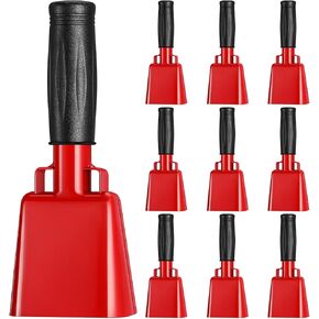 Lukmaa 10 قطع من جرس البقر الحديدي مع مقبض يدوي لصانعي الضوضاء للمناسبات الرياضية، أداة جرس البقر لألعاب كرة القدم، 6.1 × 2.56 × 1.57 بوصة in Kuwait