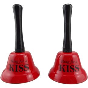 Honbay 2Pcs of Hand Bells, Call Bell for Family Loves, Musical Hand Bells, Cow bells with Stick Grip Handle Bell for Cheering at Sporting & Wedding Events, Food Line, Alarm, Jingles, Ringing