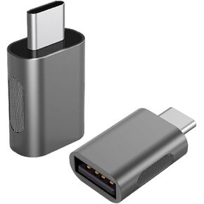 Hichain Pack of 2 USB C to USB A OTG Adapter Gray, 10Gbps Data Sync Zinc Alloy Charger Converter Type C Male to USB 3.2 Type A Female for Phone 15 Samsung PC Laptop Flash Drive ADT-CCG2