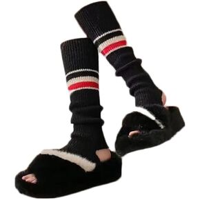 aoozleny Women Cashmere Leg Warmer with Three Stripe, Women's Long Sleeve Warm Calf Socks