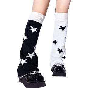 SHENHE Women's Star Print Y2k Leg Warmers Cute Patterned Knee High Two Tone Socks