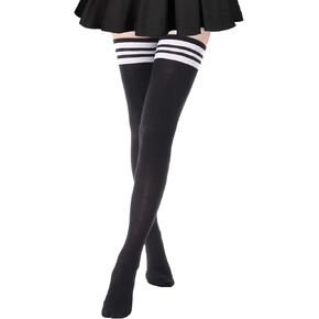 AQOKKA Extra Long Thigh High Socks Long Boot Stockings Striped Over Knee Socks for Women Cotton Leg Warmers 1 Pair