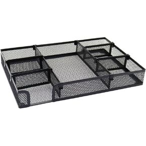 صينية تنظيم أدراج مكتب Flytreal، منظم أدراج مكتب شبكي قابل للتعديل مع 6 فواصل/مقصورات، علبة منظم ملاحظات لاصقة لأقلام الرصاص للمكتب المنزلي، أسود، 12.6 × 8.66 × 1.77 بوصة in Kuwait