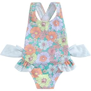 Molgkyo Infant Toddler Baby Girl Swimsuit Floral Print Sleeveless One Piece Bathing Suit Summer Bikini Beach Wear Swimwear