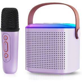 LeeQee Purple Karaoke Machine for Kids, Music Portable Bluetooth Speaker Toys with Wireless Microphone for Kids, Christmas for Age 4 5 6 7 8 9 10 + Year Old Boys Girls Toddlers Gift