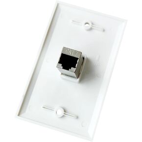 1 Port Cat7 Ethernet Wall Plate Female to Female - Shielded Cat 7 Keystone Jack Outlet Cover Plate for CAT8/CAT7/CAT6e Network Cable in Kuwait
