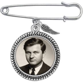 Wedding Boutonniere Bouquet Charm Pin Angel Wing Photo Charm Mother of The Bride Groom with Photo Resizing Software