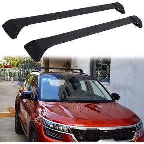 2 Pieces Black Crossbars Fit for Kia Seltos KX3 2021 2022 2023 2024 Lockable Roof Racks Cross Bars Capacity 165 lbs