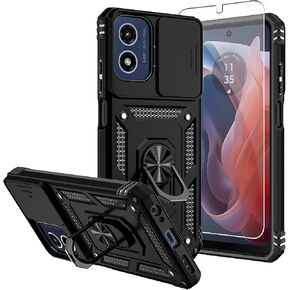حافظة Moto G 5G 2024، مع واقيات شاشة وغطاء كاميرا، [درجة عسكرية] 16 قدم. غطاء تم اختباره من السقوط مع حافظة واقية بمسند مغناطيسي لهاتف Motorola G 5G 2024، أزرق in Kuwait
